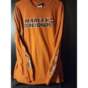 Harley Davidson Shirt Adult XL Orange Graphic Temecula Ca. Long Sleeve Men